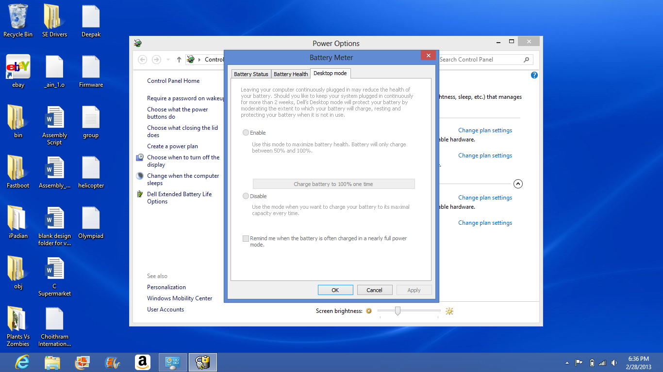 Dell extended battery life desktop mode disabled? | DELL Technologies