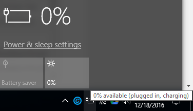 Laptop charger plugged in, but charging percentage is always 0% | DELL  Technologies