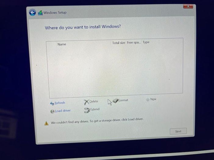 No hard drive is showing up to install Windows | DELL Technologies