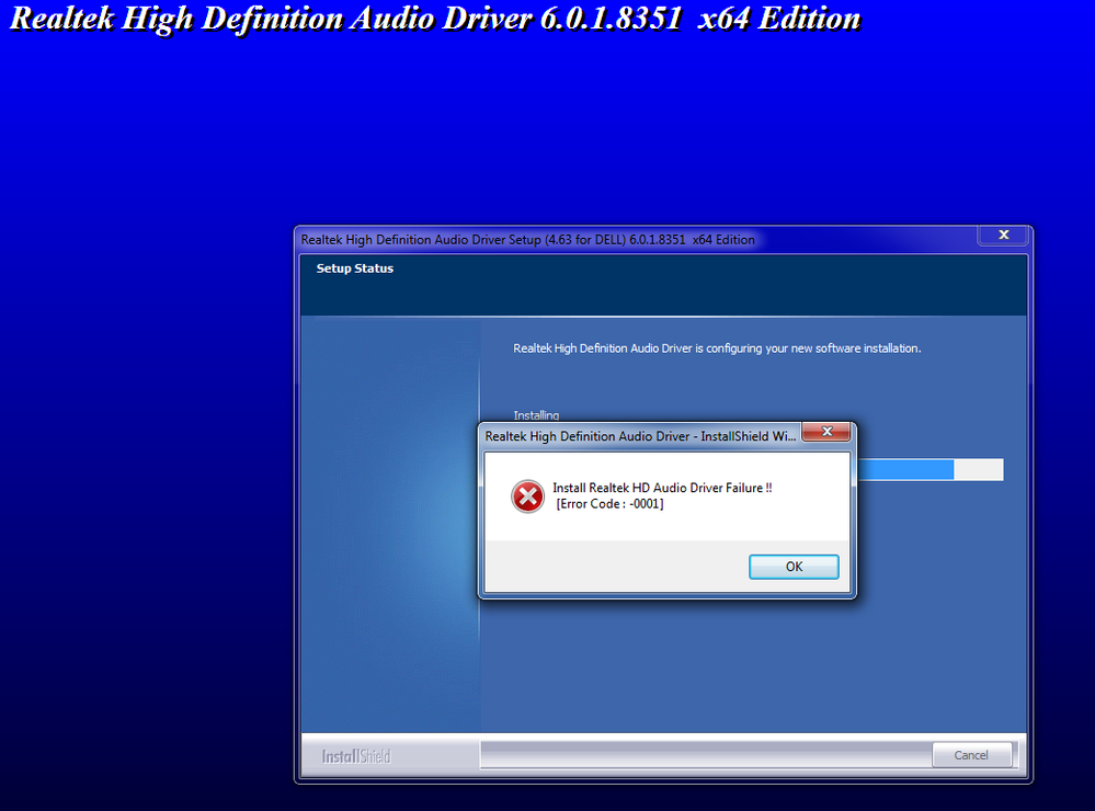 Realtek driver installation failure Windows 7 Ultimate 64bit | DELL  Technologies