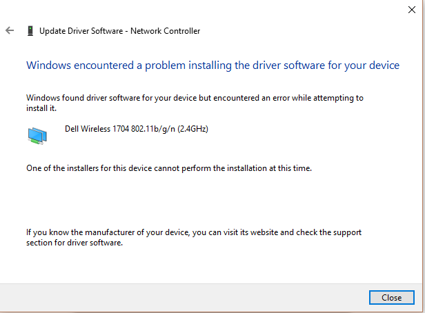 Unable to install network driver | DELL Technologies