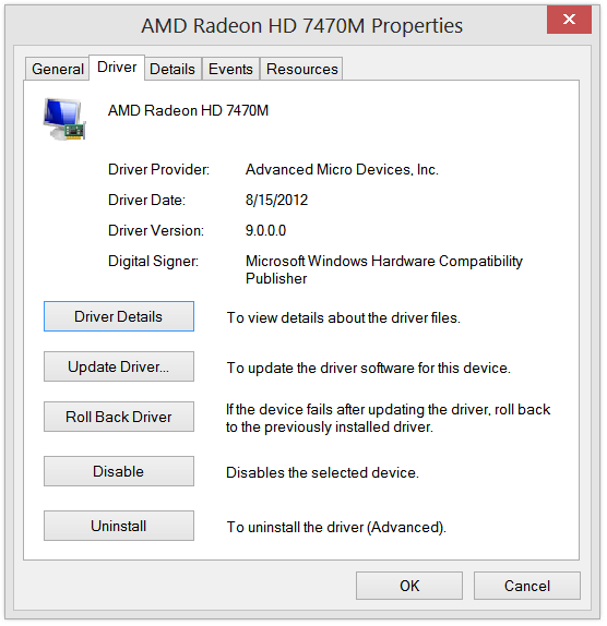 AMD Radeon 7400 (switchable graphics) on dell vostro 3350 doesn't work  under Windows 8 (code 43 error) | DELL Technologies