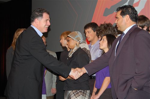 Michael Dell and LASA Principle Renee Sanchez