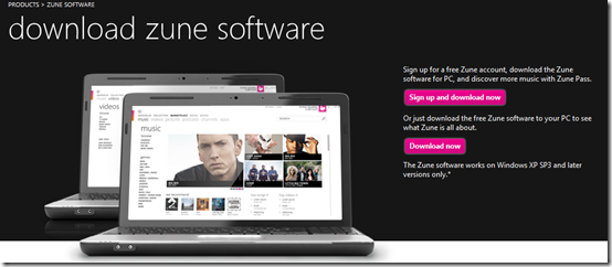 Download Microsoft Zune software