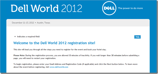 Dell World 2012 Registration