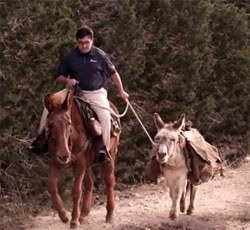 Dell ProSupport technician riding a donkey to provide service in remote location