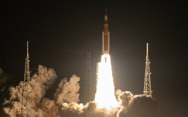 NASA's Artemis I mission launches at 1:47 am ET, on November 16, 2022 from Launch Complex 39B at NASA’s Kennedy Space Center in Florida. Photograph courtesy of NASA/Keegan Barber.