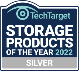 Tech Target logo for their 2022 Storage Products of the Year, Silver Winner.