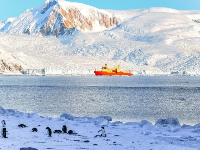 Photo of a ship off the coast of West Antarctica courtesy of Jack Pan.