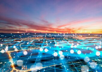 Modern city network communication concept