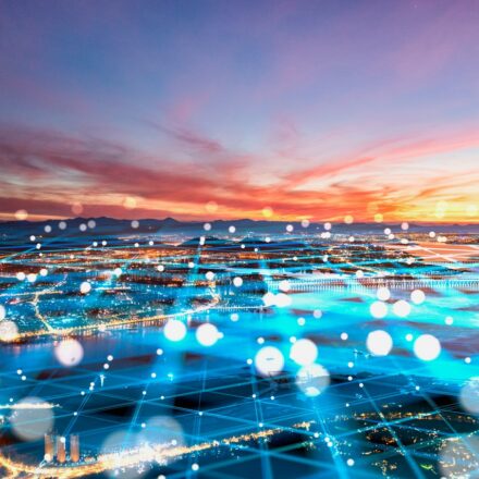 Modern city network communication concept