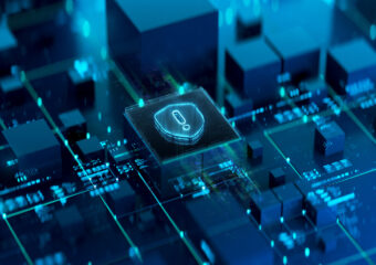 Digital representation emphasizing cybersecurity, data networks, and modern technology elements in a stylized visual.