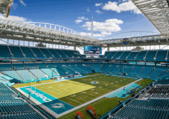 Aerial shot of football stadium Miami Dolphins Hard Rock Stadium